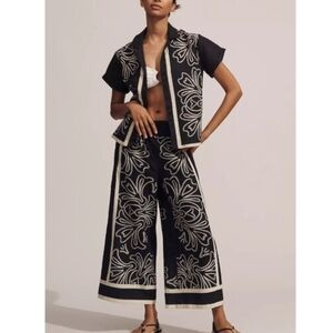 Anthropologie Black and Cream Button Down Shirt